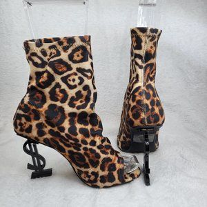 ☆ Cape Robbin Leopard Stretch Ankle Boots 4" Money $ Heels Size 6.5